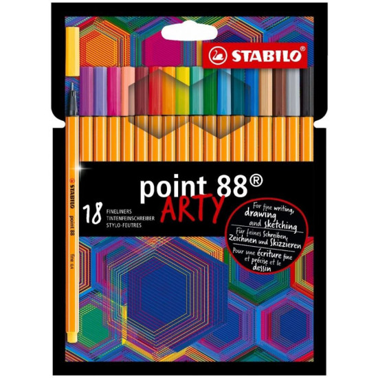 Комплект тънкописци Stabilo Arty - Point 88, 18 цвята