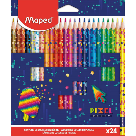 Комплект цветни моливи Maped Pixel Party - 24 цвята