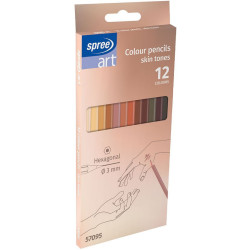 Комплект цветни моливи Spree Art - Skin Tones, 12 цвята