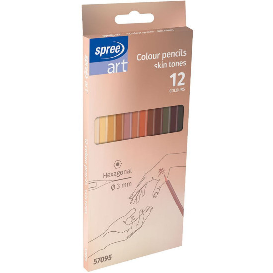 Комплект цветни моливи Spree Art - Skin Tones, 12 цвята