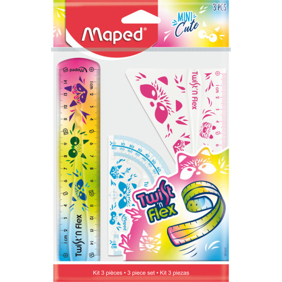 Комплект за чертане Maped Mini Cute - 3 части, гъвкав