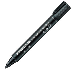Перманентен маркер Staedtler Lumocolor с объл връх, черен  Перманентен маркер Staedtler Lumocolor с объл връх, черен