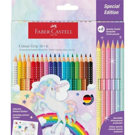 Моливи Faber-Castell Grip 2001 - 18+6 блестящи цвята