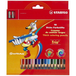 Моливи Stabilo Swano Trio – Макси, 18 цвята, с острилка Моливи Stabilo Swano Trio – Макси, 18 цвята, с острилка