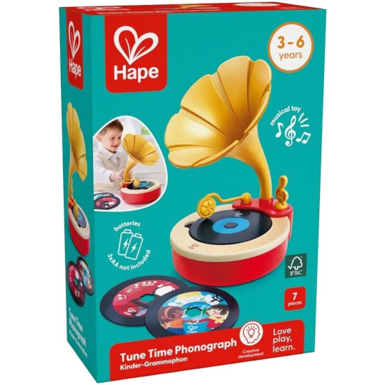 Музикална играчка Hape International - Ретро грамофон Музикална играчка Hape International - Ретро грамофон