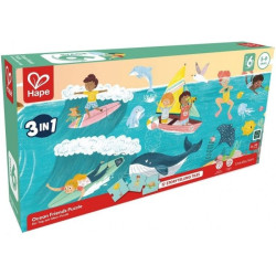 Образователен пъзел 3 в 1 Hape International - Приятели на океана Образователен пъзел 3 в 1 Hape International - Приятели на океана
