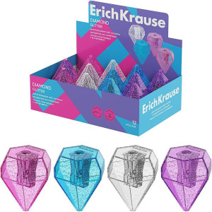 Острилка Erich Krause - Diamond Glitter, с контейнер, асортимент