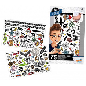 Отмиващи се татуировки за момче Buki Be Teens, 75 броя