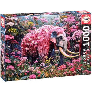 Пъзел Educa от 1000 части - Слон с флорален мотив