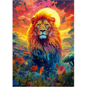 Пъзел Educa от 500 части - Величественият поглед на лъва