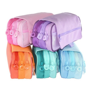 Несесер с 3 ципа пастелни цветове, асортимент