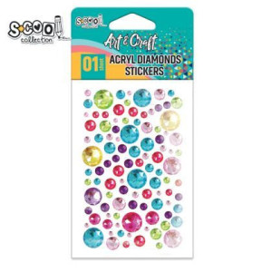 Акрилни диаманти стикери кръгли микс