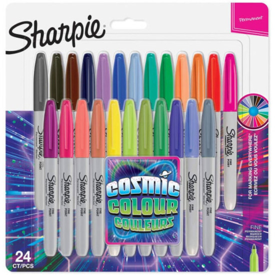 Комплект перманентни маркери Sharpie, F, 24 цвята, блистер