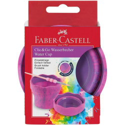 Сгъваема чаша за рисуване Faber-Castell Clic & Go - Розов мрамор