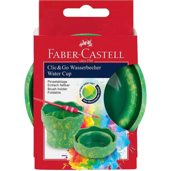 Сгъваема чаша за рисуване Faber-Castell Clic & Go - Зелен мрамор Сгъваема чаша за рисуване Faber-Castell Clic & Go - Зелен мрамор