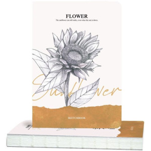 Скицник за рисуване Drasca Flower - Слънчоглед, 80 листа