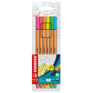 Тънкописци Stabilo Point 88 - 6 неонови цвята