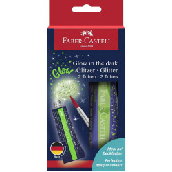 Течен брокат Faber-Castell - Glow In The Dark, 12 ml, 2 броя