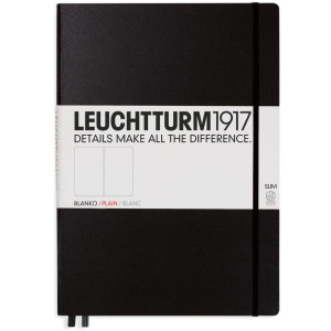 Тефтер Leuchtturm1917 Master Slim - А4+, бели страници, Black