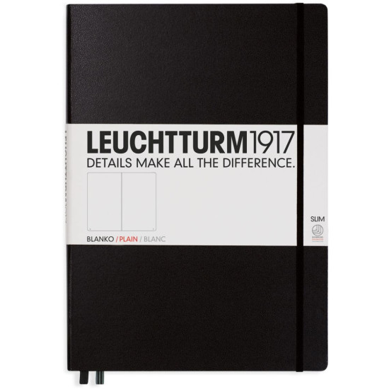 Тефтер Leuchtturm1917 Master Slim - А4+, бели страници, Black