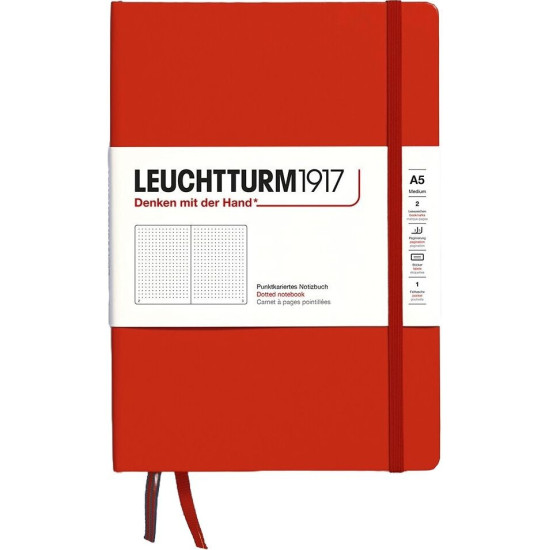 Тефтер Leuchtturm1917 Natural Colors - A5, червен, страници на точки, твърди корици | Тефтери, бележници и планери