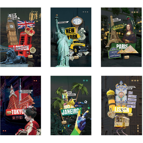 Тетрадка Mar Mar Collage Cities A4, 40 листа с широки редове Тетрадка Mar Mar Collage Cities A4, 40 листа с широки редове