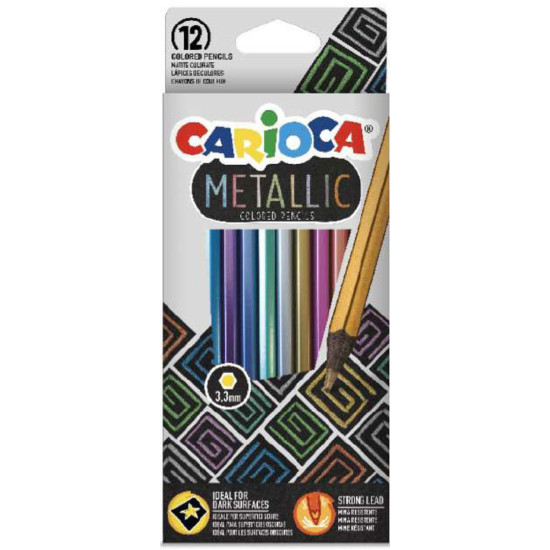 Цветни моливи Carioca - Metallic, 12 цвята