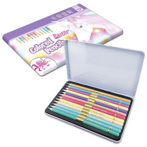 Цветни моливи Octopus Pastel - 12 цвята, в метална кутия