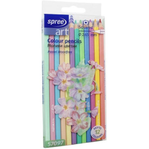 Цветни моливи Spree Art - 12 броя, пастелни цветове