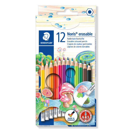 Цветни моливи Staedtler Noris Club 144 - 12 цвята, с гума