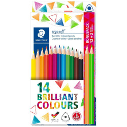 Цветни триъгълни моливи Staedtler Ergosoft 157 - 12 цвята + 2 неонови Цветни триъгълни моливи Staedtler Ergosoft 157 - 12 цвята + 2 неонови
