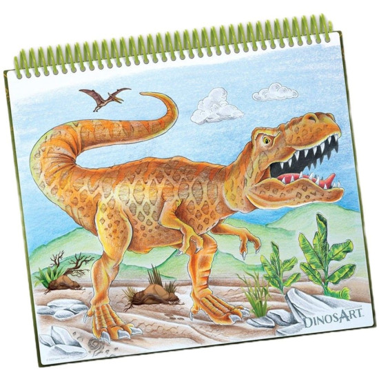 Творческа книга с шаблони и стикери DinosArt - Динозаври