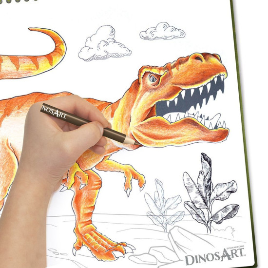 Творческа книга с шаблони и стикери DinosArt - Динозаври