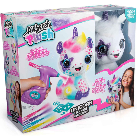 Творчески комплект Canal Toys Airbrush plush - Плюшена играчка за оцветяване, Сладък еднорог