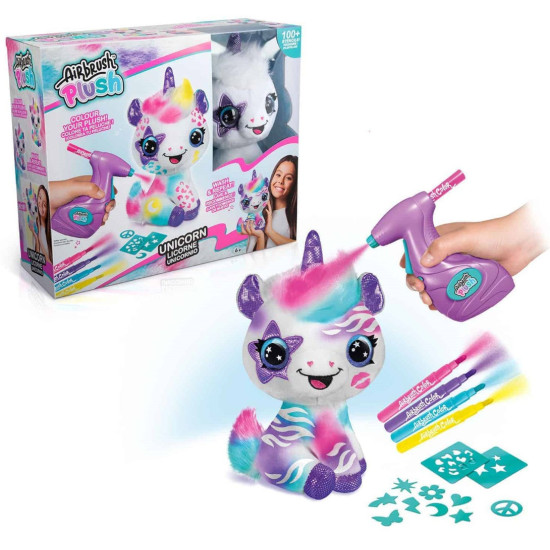 Творчески комплект Canal Toys Airbrush plush - Плюшена играчка за оцветяване, Сладък еднорог