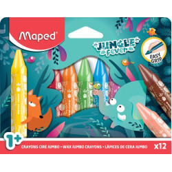 Восъчни пастели Maped Jungle Fever - Jumbo, 12 цвята Восъчни пастели Maped Jungle Fever - Jumbo, 12 цвята