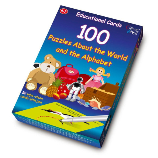 100 Puzzels About the Word and the Alphabet: Еducational Cards / 100 игри за света и буквите: Активни карти | Клевър Бук