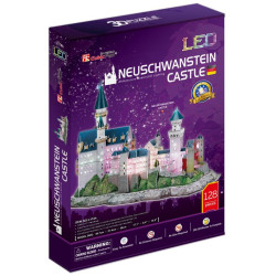 3D Пъзел Cubic Fun от 128 части и LED светлини - Neuschwanstein Castle