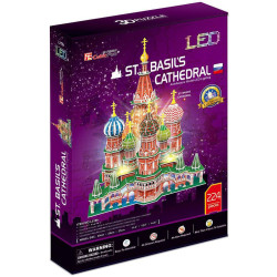 3D Пъзел Cubic Fun от 224 части и LED светлини - St. Basil's Cathedral Russia