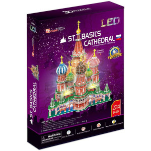 3D Пъзел Cubic Fun от 224 части и LED светлини - St. Basil's Cathedral Russia