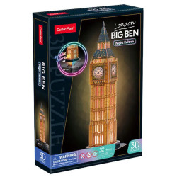 3D пъзел Cubic Fun от 32 части - Биг Бен, с LED светлини
