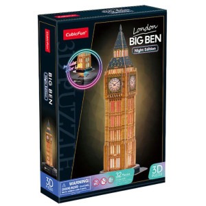 3D пъзел Cubic Fun от 32 части - Биг Бен, с LED светлини