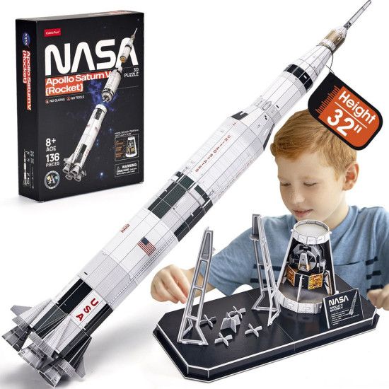 3D пъзел CubicFun от 136 части - Ракета NASA Apollo Saturn V | Cubic Fun