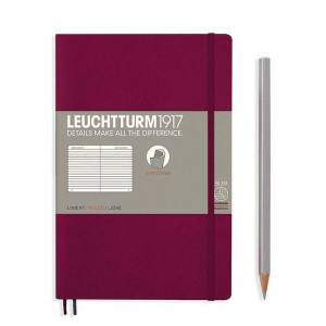 Тефтер B6+ Leuchtturm1917 Notebook Paperback Port Red, меки корици, Редове