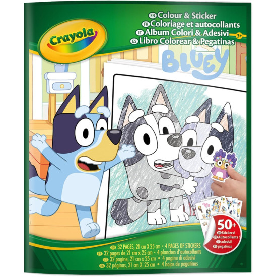 Книжка за оцветявне Crayola Bluey - 50 стикера