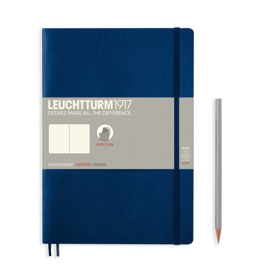 Тефтер Leuchtturm 1917 Composition - B5, меки корици, пунктиран, тъмносин