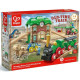 Дървен комплект Hape - Retro Train & Station, 40 части |