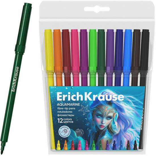 Флумастери Erich Krause Aquamarine - 12 цвята |