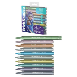 Комплект акрилни маркери Erich Krause Aquamarine - Metallic, 10 цвята