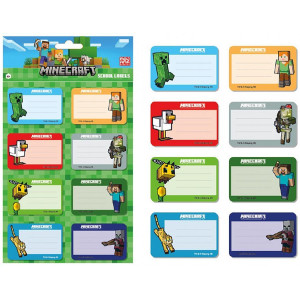 Комплект ученически етикети Astra Minecraft - 24 броя